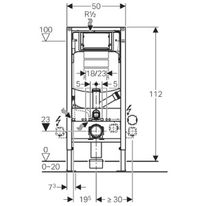 GEBERIT DUOFIX PRVEK PRO ZÁVĚSNÉ WC, 112 CM, S NÁDRŽKOU SIGMA 12 CM (UP320)