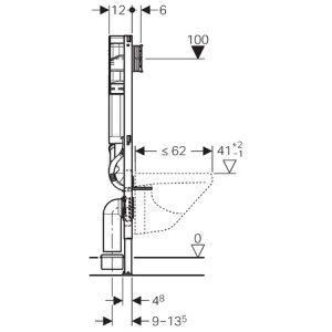 GEBERIT DUOFIX PRVEK PRO ZÁVĚSNÉ WC, 112 CM, S NÁDRŽKOU SIGMA 12 CM (UP320)