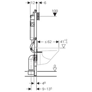 GEBERIT DUOFIX PRVEK PRO ZÁVĚSNÉ WC, S NÁDRŽKOU SIGMA 12 CM (UP320), 112 CM