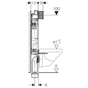 GEBERIT KOMBIFIX ECO PRVEK PRO ZÁVĚSNÉ WC, 108 CM S NÁDRŽKOU SIGMA 12 CM (UP320)