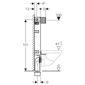 GEBERIT KOMBIFIX PRVEK PRO ZÁVĚSNÉ WC, 108 CM, S NÁDRŽKOU OMEGA 12 CM