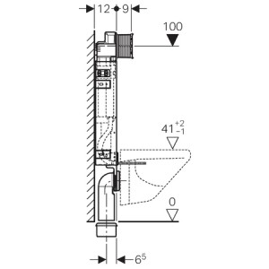 GEBERIT KOMBIFIX PRVEK PRO ZÁVĚSNÉ WC, 108 CM, S NÁDRŽKOU SIGMA 12 CM (UP320)