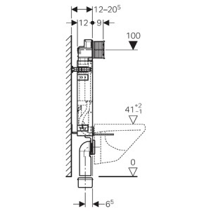 GEBERIT KOMBIFIX PRVEK PRO ZÁVĚSNÉ WC, 108 CM, S NÁDRŽKOU SIGMA 12 CM (UP320)