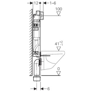 GEBERIT KOMBIFIXBASIC PRVEK PRO ZÁVĚSNÉ WC, 108 CM, S NÁDRŽKOU DELTA 12 CM (UP100)