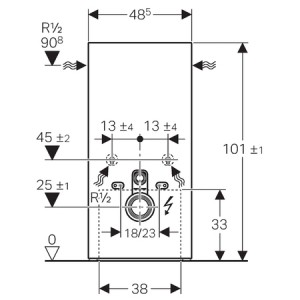 GEBERIT MONOLITH PLUS SANITÁRNÍ MODUL PRO ZÁVĚSNÉ WC, 101 CM, S PŘÍMÝM HRDLEM, PŘÍVOD VODY DOLE, ORIENTAČNÍ SVĚTLO, ODSÁVÁNÍ ZÁPACHU, ELEKTRICKÉ OVLÁDÁNÍ